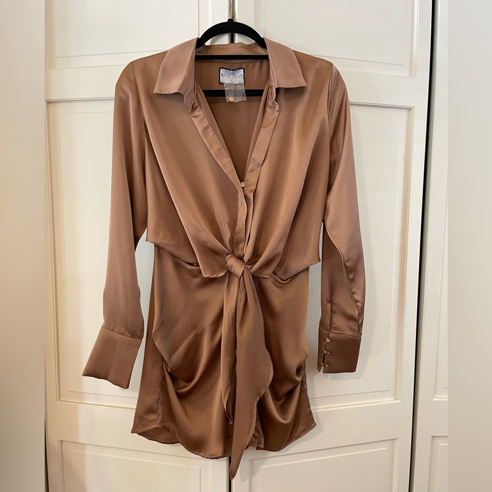 NWOT - RUNAWAY THE LABEL RUBY SHIRT DRESS - MOCHA